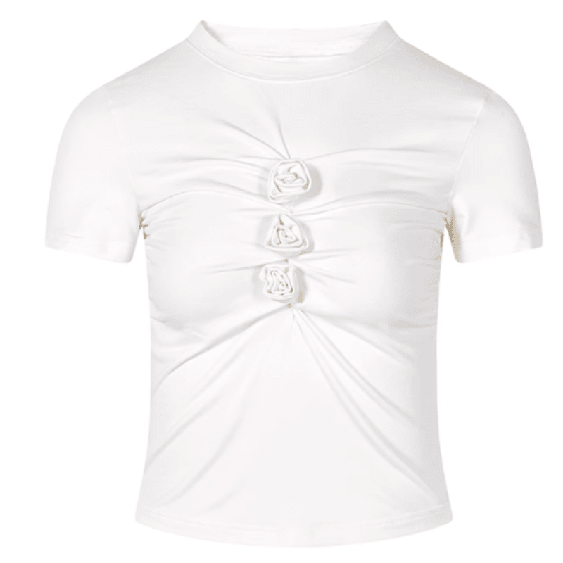Sandro - CROP TOP COL V BOUTONNÉ EN LIN COQUILLE