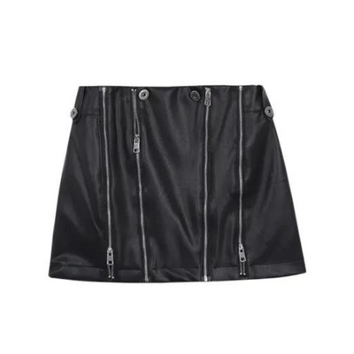 Jupe Cuir Noir avec Fermetures Eclair Lisa BlackPink Taylor Swift Concert