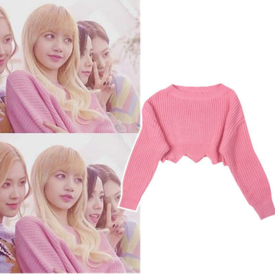 Chandail décontracté à manches longues Femme Lisa BlackPink KFashion