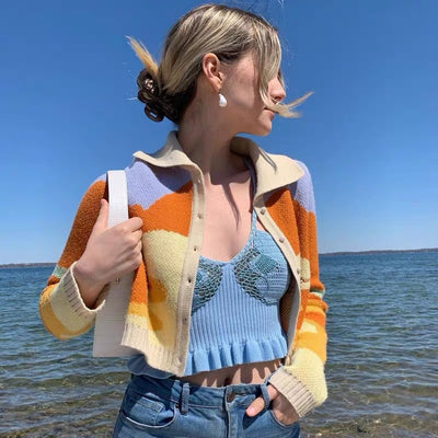 Cardigan Tricoté Coucher Soleil Couleur Pastel House of Sunny Lisa Kpop