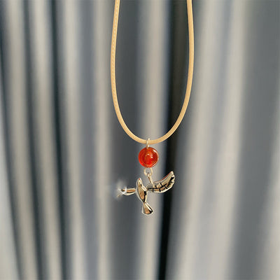 Collier Colombe Métal et Boule Rouge Snowdrop Jisoo BlackPink Yeong Ro