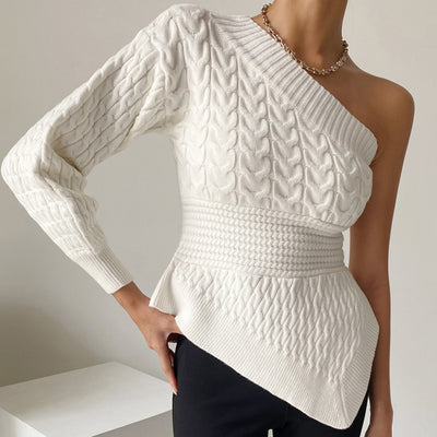 Pull Tricoté Torsadé irrégulier Ceinture Brodé à la Taille Jennie BlackPink