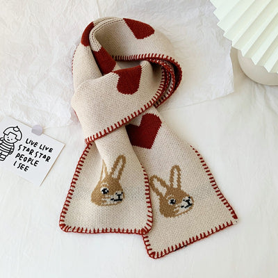 Écharpe tricotée courte en laine Hiver Coeur Tête de Lapin Lisa BlackPink Blinks