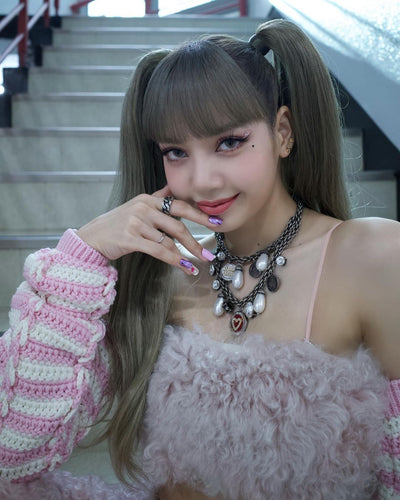 Crop Top Rose Fourrure LALISA Inkigayo Performance Lisa BlackPink