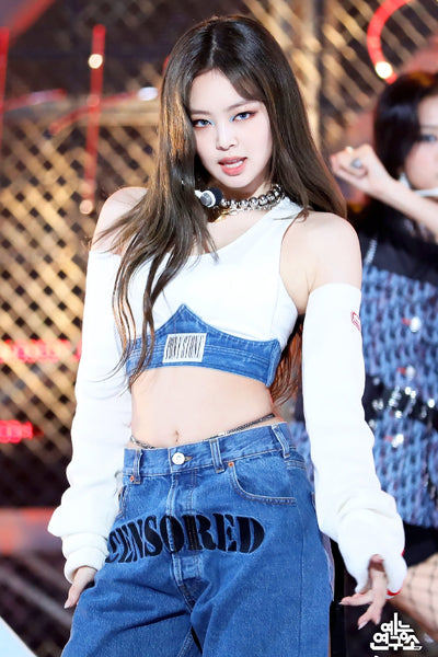 Ensemble Jennie Kim Jean Censored Manches Longues et Haut Pretty Savage