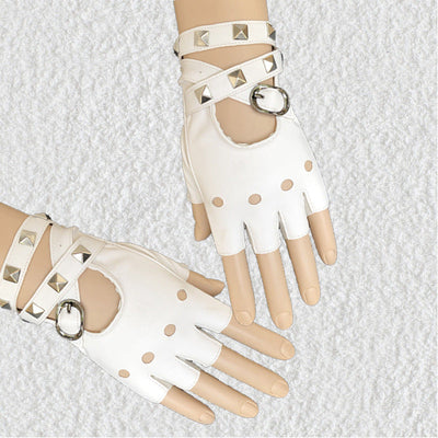 Gants Mitaines Cuir Pointes Métal Style Rock Glam Léa Stardseedz Japan Expo