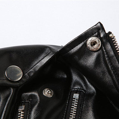 Haut Cuir Noir avec Fermetures Eclair Jisoo BlackPink Born Pink Tour