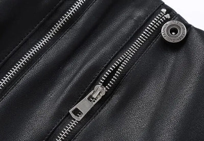 Jupe Cuir Noir avec Fermetures Eclair Jisoo BlackPink Born Pink Tour