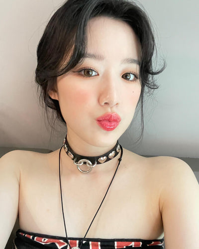 Collier en Cuir Coeur Métal Tomboy Shuhua G I Dle Mode Accessoire Rock