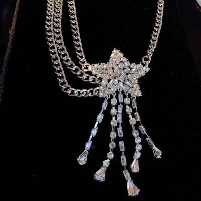 Collier Etoile Filante avec Filaments Strass Dayeon Kepler Mode Bijou