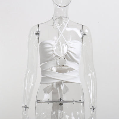 Crop Top Bandages Croisées Sexy Jennie Kim BlackPink Coachella Mode Ete