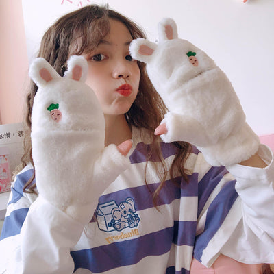 Paire Gants Oreilles de Lapin Carottes Mitaine Wonyoung Ive Kpop