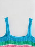 Crop Top Bleu Tricot Bretelles Colorés Fluo Hikaru Kep1er Mode Ete Kpop