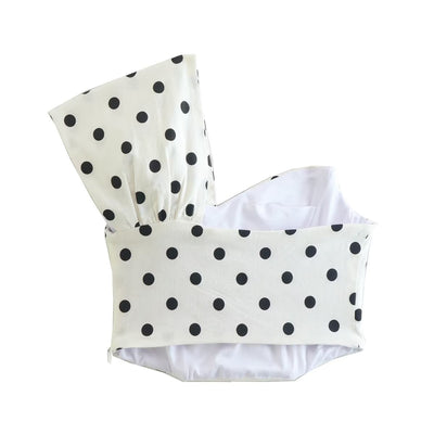 Haut Court Blanc à Pois Noir Unique Bretelle avec Fleur Yves Loona Mode