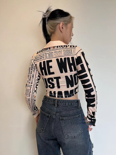 Chemise Crop Top Lettre Majuscule Minnie Idle Challenge TikTok Tomboy