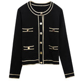 Veste Cardigan Col Rond Chic Winter Aespa Mode Femme Music Bank K Pop