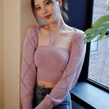 Ensemble Violet Crop Top et Boléro Cute Yujin Kep1er Mode Coréenne Kpop