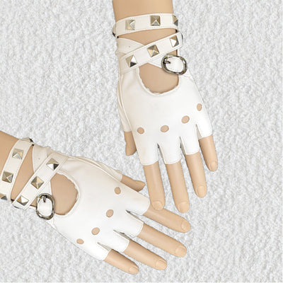 Gants Mitaines Cuir et Pointes Métal Style Punk Rock Jiu Dreamcatcher