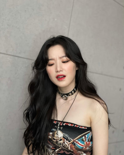 Collier en Cuir Coeur Métal Tomboy Shuhua G I Dle Mode Accessoire Rock