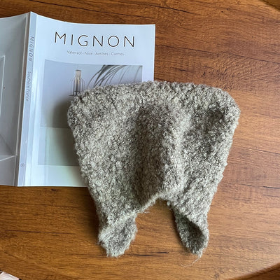 Bonnet Fourure Violet avec Petites Oreilles Yuqi G Idle Mode Hiver Femme