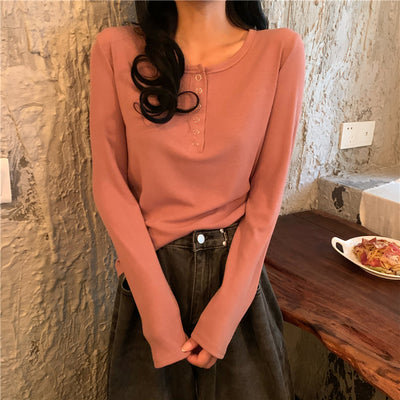 Sweatshirt Ajusté Rouge à manches longues à col rond Karina Aespa Kpop