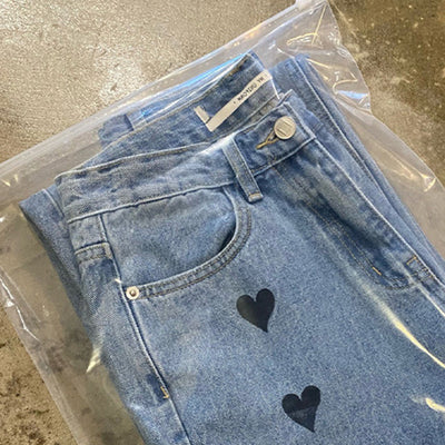 Pantalon en Jean Taille Haute Motif Coeur Joy Red Velvet Mode Kpop