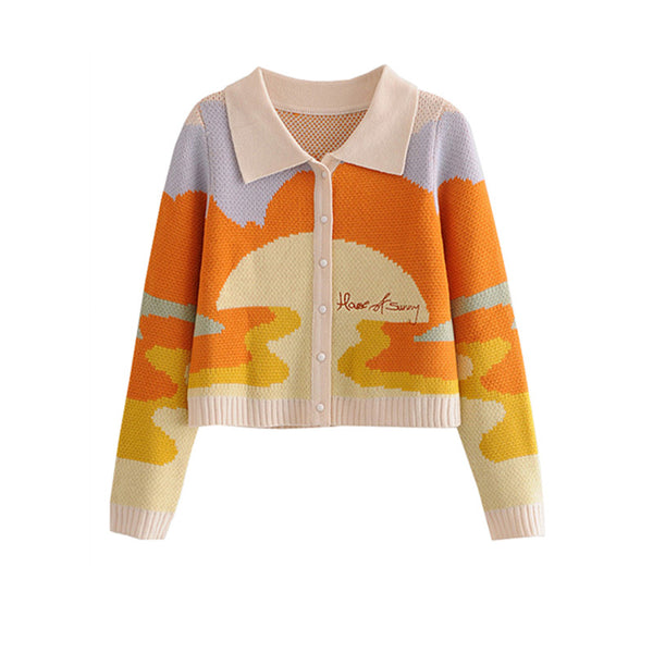 Cardigan Tricoté Coucher Soleil Couleur Pastel House of Sunny Miyeon GIdle