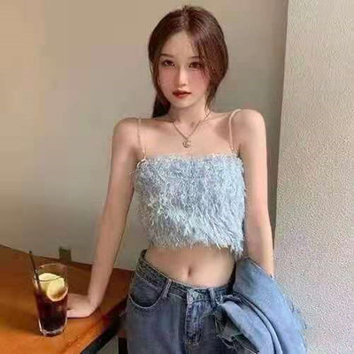 Crop Top Rose Fourrure LALISA Inkigayo Performance Lisa BlackPink