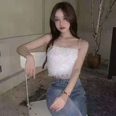 Crop Top Rose Fourrure LALISA Inkigayo Performance Lisa BlackPink