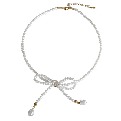 Collier Perle Noeud Irene Elegant et Chic avec fermoir doré
