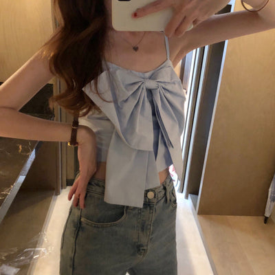 Crop Top Grand Noeud Blanc NingNing Aespa Life is Too Short Mode Ete