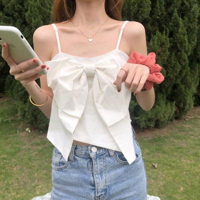 Crop Top Grand Noeud Blanc NingNing Aespa Life is Too Short Mode Ete