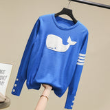 Pull Bleu Tricot Baleine Blanche Jin BTS Mode Coréenne Redingote