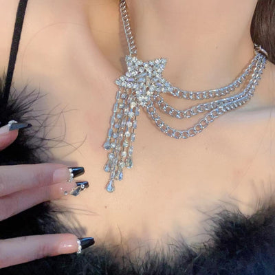 Collier Etoile Filante avec Filaments Strass Dayeon Kepler Mode Bijou