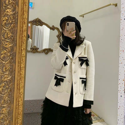 Veste Chic Noeuds Noirs Sunmi Kpop Idole Solo Artist Col Costume