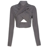 Ensemble Tailleur Haut Pantalon Gris Veste Dos Nu Jennie Jentle Home