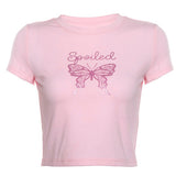 T Shirt Spoiled Papillon Rose Crop Top Jisoo Blackpink