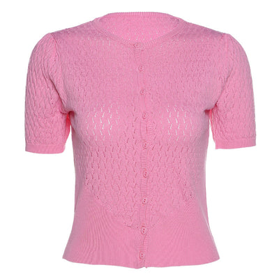 Haut en Tricot  Découpe en maille Fine Jaune Rose Lisa Kpop BlackPink