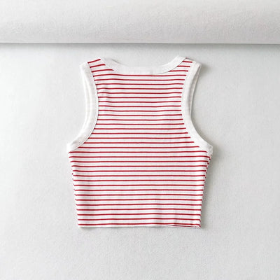 Débardeur Marinière Rouge Crop Top HyoJung Oh My Girl Mode Kpop Femme