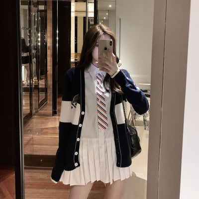 Veste Maille habillée Raquette Tennis Cardigan Rayure Blanche Sehun EXO