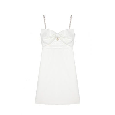 Robe Blanche Chic Grand Noeud Central Nana Woo Ah Mode Femme Coree Sud