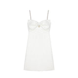 Robe Blanche Chic Grand Noeud Central Nana Woo Ah Mode Femme Coree Sud