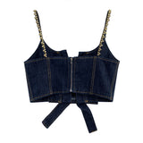 Haut en Jean Corset Noeud Bretelles Perles Xiaoting Uni Kon Kep1er Mode