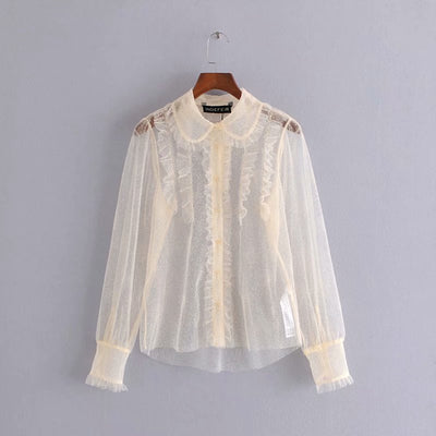 Chemise Sexy Femme Chemisier Transparent Automne Hiver Sunmi Kpop Solo Idole