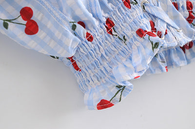 Crop Top Cerises à Carreaux Eunha Viviz Mode Femme Ete Loveade Kpop