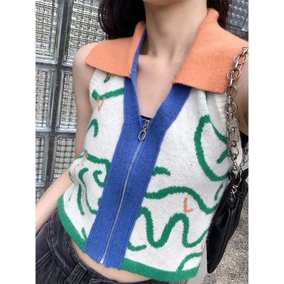 Crop Top Avec Col Orange Sans Manches Yujin Ive Mode Coréenne Femme