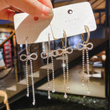 Boucles Oreilles Strass Ruban et Anneaux Xiaoting Kep1er Mode Kpop Bijou