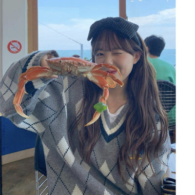 Chandail Motif Losanges Style Forme Diamant Pullover Donald x Huyna