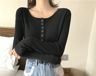 Sweatshirt Ajusté Rouge à manches longues à col rond Karina Aespa Kpop