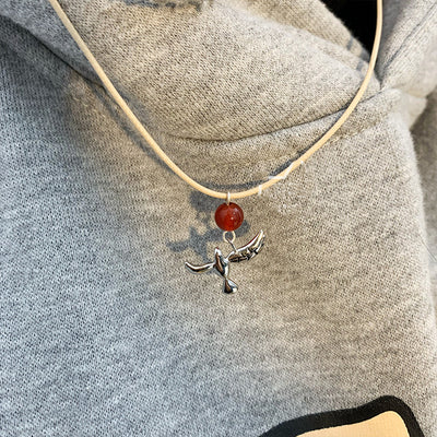 Collier Colombe Métal et Boule Rouge Snowdrop Jisoo BlackPink Yeong Ro